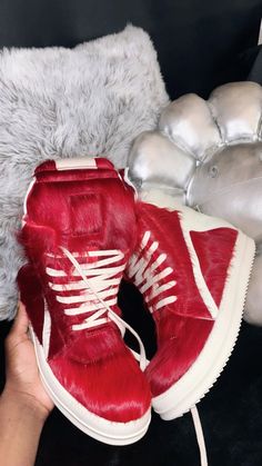 Red hair Rick Owens Red Rick Owens, Vacation Fits, Rick Owens Shoes, Red Fur, Pretty Shoes Sneakers, Shoes Outfit Fashion, Shoe Wishlist