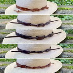 Western Hat Band Ideas, Rustic Adjustable Short Brim Hat, Rustic Adjustable Brimmed Hat, Adjustable Rustic Fedora Hat, Rustic Adjustable Panama Hat For Rodeo, Adjustable Country Style Panama Hat For Ranch, Country Style Adjustable Hat Band For Brimmed Hats, Adjustable Rustic Panama Hat With Curved Brim, Rustic Adjustable Hat With Curved Brim