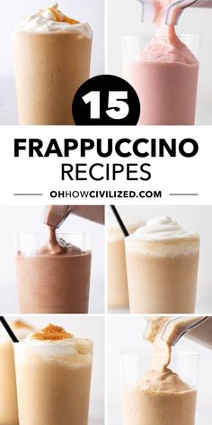 Ice-cold frozen blended drinks that are surprisingly easy to make at home. From caramel and java chip to caffeine-free vanilla bean Frappuccinos, see how to make it just like Starbucks! #starbuckscopycat #frappuccino Mr Coffee Frappe Recipes, Ice Frappuccino Recipe, Starbucks Creme Frappuccino Recipe, Espresso Frappuccino Recipe, Best Frappe Recipes, Frozen Frappuccino Recipe, Diy Frappucino, Frappe Recipe Homemade, Easy Frappuccino Recipe