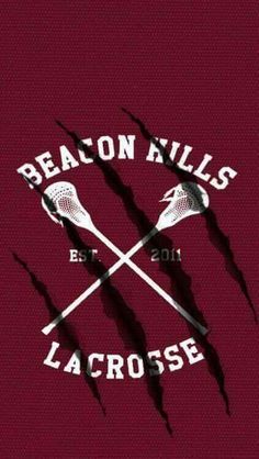 the lacrosse team's logo is shown on a maroon shirt that says beacon hills lacrosse