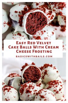 red velvet cake balls with cream cheese frosting