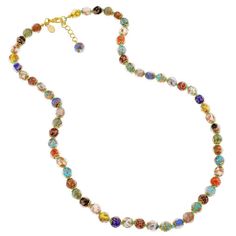 100% Authentic Murano Glass CONTACT ADD US FEEDBACK ABOUT US OUR STORE Best Seller Great Service Fast Shipping 24h  100% Satisfaction Guarantee Glass Of Venice Murano Glass Necklace Longer length 24-Inch plus Extender - Italian Multicolor Sommerso Sparkling Beads Handmade Blown Glass - Murano Glass Necklaces For Women   US $139.95  US $69.95   BUY › Watch Item ‹ › Ask a Question ‹   AUTHENTIC: Italian Murano Glass Necklace for women handmade on Murano Island in Venice, Italy. Multicolor sparkling beads with 18kt gold-plated brass accents. HANDMADE: This necklace is crafted by hand using ancient techniques invented in Venice. You will receive a multicolor necklace but the specific bead colors and placements will vary. No two necklaces will be the same. MEASUREMENTS: About 24 inches long, no Murano Necklace, Pumpkin Pin, Body Decoration, Ancient Techniques, Italian Gifts, Multicolor Necklace, Murano Glass Necklaces, Necklace Stand, Buy Watches