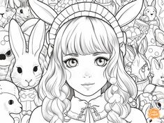 illustration of Sweet Easter kawaii coloring Easter Kawaii, Kawaii Easter, Mandala Turtle, Adorable Bunnies, Coloring Page For Adults, Easter Coloring, Easter Coloring Pages, Easter Colouring, Fun Family Activities