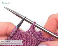 the crochet stitch is being worked on by someone using two needle ends to work