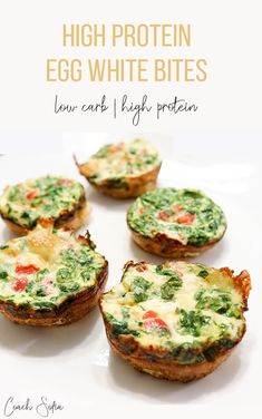 the cover of high protein egg white bites with broccoli and cheese on top