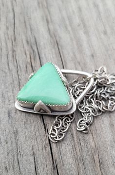 Triangle Variscite Pendant - Etsy Green Turquoise Gemstone Necklace In Sterling Silver, Green Turquoise Pendant Necklace In Sterling Silver, Green Sterling Silver Turquoise Pendant Necklace, Handmade Green Turquoise Necklace In Sterling Silver, Handmade Green Triangle Jewelry, Turquoise Triangle Jewelry Gift, Turquoise Triangle Jewelry For Gifts, Salt Lake City, Lake City