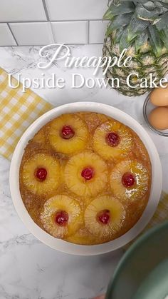 pineapple upside down cake in a white bowl