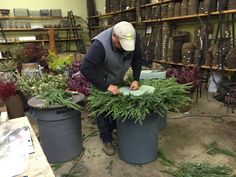 a man working in a garden shop with lots of plants