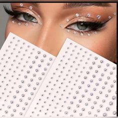 1 Pack Free Of Face Art Tattoos, Perfect For A Night Out Or Halloween. Diy Music Festival, Diy Y2k, Prom Eyes, Gem Makeup, Face Rhinestones, Eye Makeup Cosmetics, Y2k Makeup, Makeup Stickers