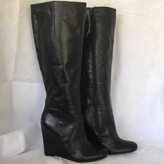 Like New Conditions Wedges Boots, Black Leather Wedges, Nine West Shoes, Leather Wedges, Wedge Boots, Shoes Heels Boots, Nine West, Shoes Women Heels, Heeled Boots