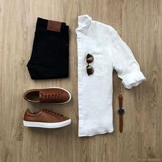 Herren Style, Shirt Casual Style, Brown Shoes, Mens Fashion Casual Outfits