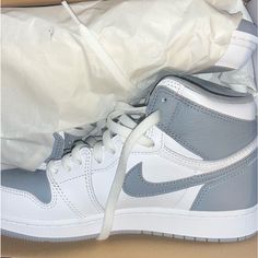 Nike , 6.5 Youth , Grey & White Never Worn Nike Jordan Shoes In Gray With Round Toe, White Nike Jordan High-top Shoes, White High-top Nike Jordan Shoes, Nike Jordan High-top Shoes In Gray, Nike Jordan Shoes White With Laces, Tenis Jordan, Air Jordan Retro 13, Nike Shoes Air, Jordan Basketball Shoes