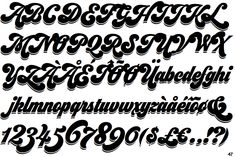 some type of calligraphy that is black and white with the letters in different languages