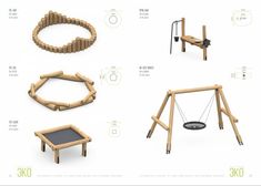 various types of wooden playground equipment