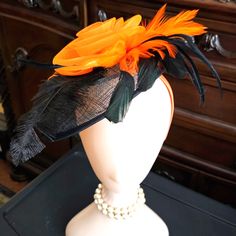 Another Gorgeous High Quality Fascinator By Beloved Millinery. Great And Rare Color Combinations Can Be Worn For Any Occasion Year Round, Including The Kentucky Derby, Ascot, Tea Partie, Church, And More! Great Price! Elegant Halloween Fascinator, Elegant Orange Fascinator For Races, Orange Fitted Headpiece For Kentucky Derby, Elegant Orange Fascinator For Formal Events, Elegant Orange Fascinator For Formal Occasions, Elegant Orange Costume Hats And Headpieces For Party, Elegant Orange Party Costume Hats And Headpieces, Elegant Orange Headpiece For Races, Elegant Orange Evening Fascinator