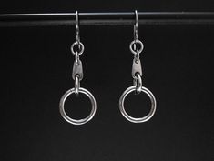 Hypoallergenic Stainless Steel Earrings, Industrial Earrings, Hypoallergenic Earrings, Stainless Steel Dangle Earrings, Circle Earrings Everyday Dangle Earrings In Stainless Steel, Minimalist Stainless Steel Dangle Earrings, Minimalist Stainless Steel Drop Earrings, Modern Everyday Earrings With Lever Back Ear Wires, Modern Everyday Earrings With Lever Back, Minimalist Metal Earrings With French Hook, Everyday Use Nickel-free Dangle Earrings, Everyday Nickel Free Dangle Earrings, Nickel-free Drop Earrings For Everyday