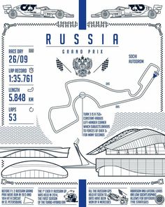 the russian grand prix poster for the 2013 season, with information about its race cars