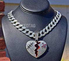 Find ideas๏ฟฝand inspiration for HIP HOP ICED BLING OUT LUXURY BANDED BROKEN HEART PENDANT CHARM, CUBAN NECKLACE, Fashion Jewelry Cuban Necklace, Necklace Fashion, Fashion Jewelry Necklaces, Chain Styles, Chain Lengths, Rappers, Heart Pendant, Jewelry Necklace Pendant, Jewelry Watches