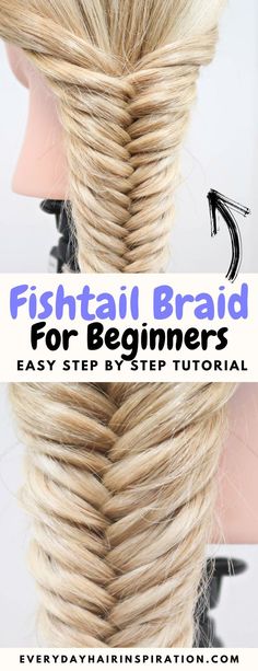 Braid For Beginners, Easy Fishtail Braid, Braids For Beginners, Braids Step By Step, Fishtail Braid Hairstyles, Braiding Your Own Hair, Step By Step Hairstyles, Fishtail Braid, Easy Braids