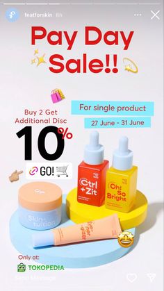 an advertisement for the pay day sale with various products on display in front of it