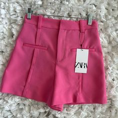 Zara High Waisted Pink Shorts Zara Hot Pink Shorts Brand New Size Xs The Cutest Ever, Sadly Didn’t Fit Hot Pink Shorts, Zara Shorts, Zara Pants, Pink Shorts, High Waisted Shorts, Hot Pink, Zara, High Waisted, Womens Shorts