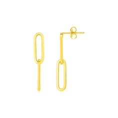 Buy LOVCIA Luxury Classic 14K Yellow Gold Paperclip Link Drop Earrings Timeless Earrings, Crown Jewels, Fine Jewellery Earrings, Gold Texture, Chain Earrings, Jewelry Earrings Hoops, Ring Collections, Metal Stamping, Paper Clip