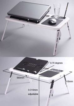 the laptop desk is designed to look like it's on top of a table