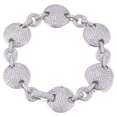 This striking pave set bracelet is the epitome of beautiful jewellery. Versatile and elegant, adding instant glamour. Featuring 13.30ct of round brilliant cuts, set in 925 sterling silver with a high gloss white rhodium finish. Dimensions 7.5 inches. Also available with a glamorous 14kt rose gold or 14kt yellow gold finish. Whether you're looking for a classic piece to add to your jewelry box, or something totally on-trend, designers Lustre of London believe that every woman should have the chan Luxury Diamond Bracelet With Pave Setting, Luxury Round Cut Diamond Bracelet With Pave Setting, Iced Out White Gold Round Bracelets, Iced Out Diamond Bracelet, Dazzling Round Diamond Bracelet With 17 Jewels, Dazzling Diamond Bracelet With Pave Setting, Diamond Tennis Bracelet With Pave Setting, Luxury Round Cut Tennis Bracelet With Pave Setting, Dazzling Round Diamond Bracelet With Pave Setting