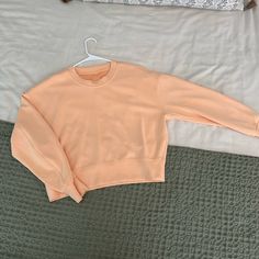 Orange Pastel Color, Never Worn, Like Brand New, Super Soft, Size 6 Light Orange Sweater, Orange Cotton Sweatshirt With Relaxed Fit, Spring Orange Crew Neck Sweatshirt, Orange Relaxed Fit Crew Neck Sweater, Orange Relaxed Fit Long Sleeve Sweatshirt, Lululemon Sweater, Pocket Sweater, Sherpa Pullover, Half Zip Hoodie