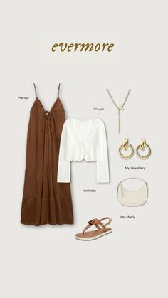 an image of clothes and accessories for the bride to wear on her wedding day, including sandals