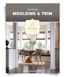 the interior moulding and trim brochure is displayed in front of an open living room