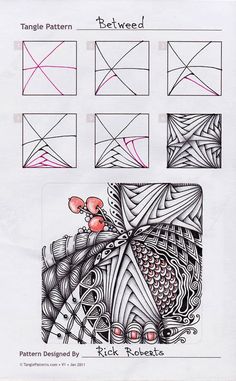 the instructions for how to draw an abstract design in pencil and ink, with different shapes