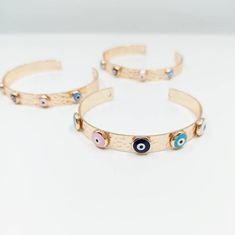 Evil eye bangles are adjustable, it comfortably fits on any wrist. Evil eye cuff bangles are resistant tarnish. These blue eye bangles are great for daily wear. For more evil eye bracelets, click the link below; https://www.etsy.com/shop/EyeDesignsbyGG?ref=search_shop_redirect&section_id=30219689 Adjustable Rose Gold Evil Eye Bracelet, Evil Eye Bangle, Rose Gold Cuff Bracelet, Eye Bracelets, Bracelet Evil Eye, Turkish Eye, Gold Cuff Bracelet, Bracelet Blue, Blue Evil Eye