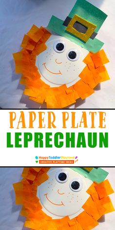 paper plate leprechaun craft for st patrick's day with text overlay