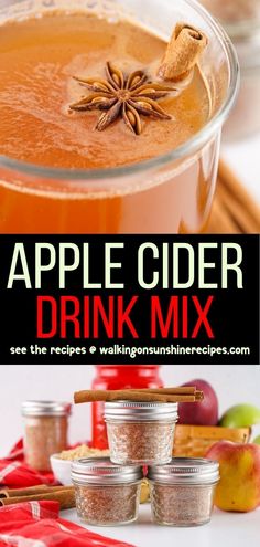 an apple cider drink mix with cinnamons and apples