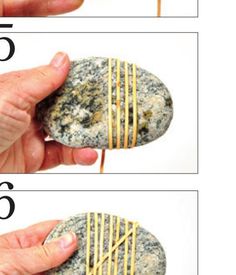 the steps in how to make a rock with gold strips on it are shown below