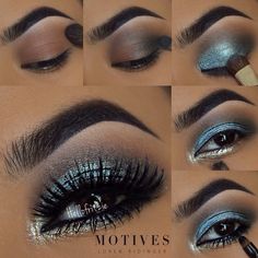 Eye Makeup On Hand, Teal Eyeshadow, Tutorial Eyeshadow, Eyeshadow Tutorials, Makeup Over 40, Face Fashion, Makeup Secret, Makeup 101, Glitter Eye