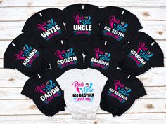 Custom Gender Reveal Shirts,Baby Announcement,Pink or Blue Team Boy Team Girl,Gender Reveal Party Shirts,Baby Shower Shirt,Pregnancy Reveal ~~ Please check all color and size charts before place the order. Since all shirts are custom made based on your selection, I don't accept return or exchange unless there is an issue with your order. ~~ High quality and super soft, comfortable shirt. Made with top-of-the-line vinyl and pressed with a professional grade heat press. ~~ Processing time is 1-3 d Pink Family Matching T-shirt For Gender Reveal, Pink Family Matching Shirt For Gender Reveal, Pink Family Matching Tops For Gender Reveal, Family Matching Pink Tops For Gender Reveal, Pink Crew Neck Shirt For Gender Reveal, Pink Cotton Shirt For Gender Reveal, Baby Shower Shirt, Baby Shower Shirts, Gender Reveal Shirts