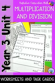 two worksheets and task cards to help students practice their math skills