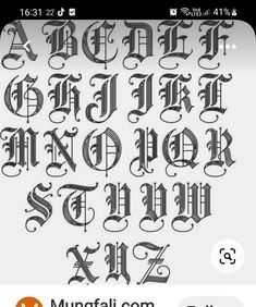 an old english alphabet with the letters and numbers