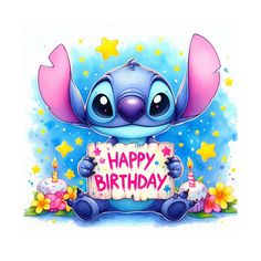 a cartoon character holding a sign that says happy birthday