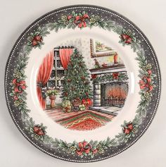 a plate with a christmas scene on it