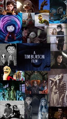 tim burton collage with many different pictures