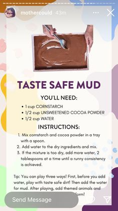 the instructions for how to make chocolate mud