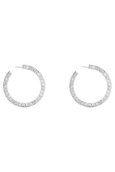 Radiate timeless elegance with our Hoop Diamond Earrings. Crafted to perfection, these earrings showcase brilliant round-cut diamonds that capture and reflect light for an unparalleled sparkle. The classic and versatile design makes them the perfect accessory for any occasion, adding a touch of sophistication to your look. Elevate your style with the enduring beauty of our Round Diamond Earrings. Classic Round Hoop Earrings For Party, Elegant Sparkling Round Hoop Earrings, Sparkling Round Hoop Earrings For Formal Occasions, Classic Sparkling Hoop Earrings For Formal Occasions, Modern Sparkling Round Earrings, Small Hoop Earrings With Sparkling Stones For Formal Events, Formal Small Hoop Earrings With Sparkling Stones, Sparkling Hoop Earrings For Formal Occasions, Classic Cubic Zirconia Hoop Earrings For Parties