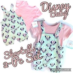 Condition: Brand New With Original Tags. Description: 2-Piece Disney Shortall/Overall Set Featuring A Repeating Minnie Mouse Pattern, Snap-Close Bottoms, And Soft, Breathable Cotton Fabric. Crisscross Back Keeps Straps From Slipping And Adjustable Buttons Allow Outfit To Grow With Baby! Features: Authentic, Licensed Disney Ltd Edition/Deadstock 2-Piece Set: One Each T-Shirt & Overalls Soft & Stretchy Material 60% Cotton, 40% Polyester Snap Bottom Closure For Easy Changes Adjustable Button (2 Len Casual Pink Minnie Mouse Set, Pink Minnie Mouse Sets For Spring, Spring Minnie Mouse Pink Sets, Spring Pink Minnie Mouse Sets, Cute Cotton Mickey Mouse Sets, Cute Mickey Mouse Cotton Sets, Disney Pink Cotton Sets, Pink Disney Cotton Set, Pink Minnie Mouse Sets For Playtime