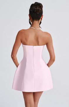 Simple and seriously chic, the Asha mini is this season's obsession. Perfect to wear for date nights, late nights and beyond, this strapless design is finished with seam details and a bubble shape skirt for extra volume.    Colour: Blush.  Premium non-stretch crepe.  Fully lined.  Strapless.  Hugs the figure.  Seam details.  Bubble shape skirt.  Invisible zip fastening.  Mini length.  Model is an XS and is wearing an XS.   Size: XS, S, M, L, XL, XXL Homecoming Dresses Corset, Midi Dress Wedding Guest, Dresses Flowy, Maxi Dress Sale, Date Nights, Sparkle Dress, Dresses By Length, Formal Dresses Prom