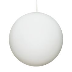 a white ball ornament hanging from a cord