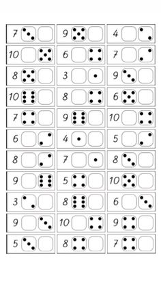 the printable worksheet for numbers to 10 and tens with black dots