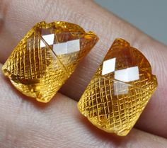 14.5Crt Beauty Pair Carving Yellow Citrine - Memory Palace, Dragon Skin, Purple Chalcedony, Olympus Pen, Yellow Citrine, Citrine Gemstone, Yellow Sapphire, Natural Opal, Mineral Specimen